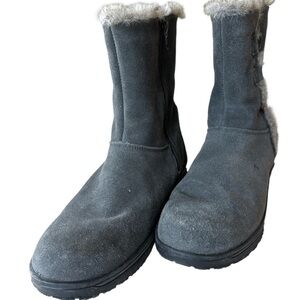🌸Minnetonka Gray Winter & Rain Boots with Suede Material and Furry Lining